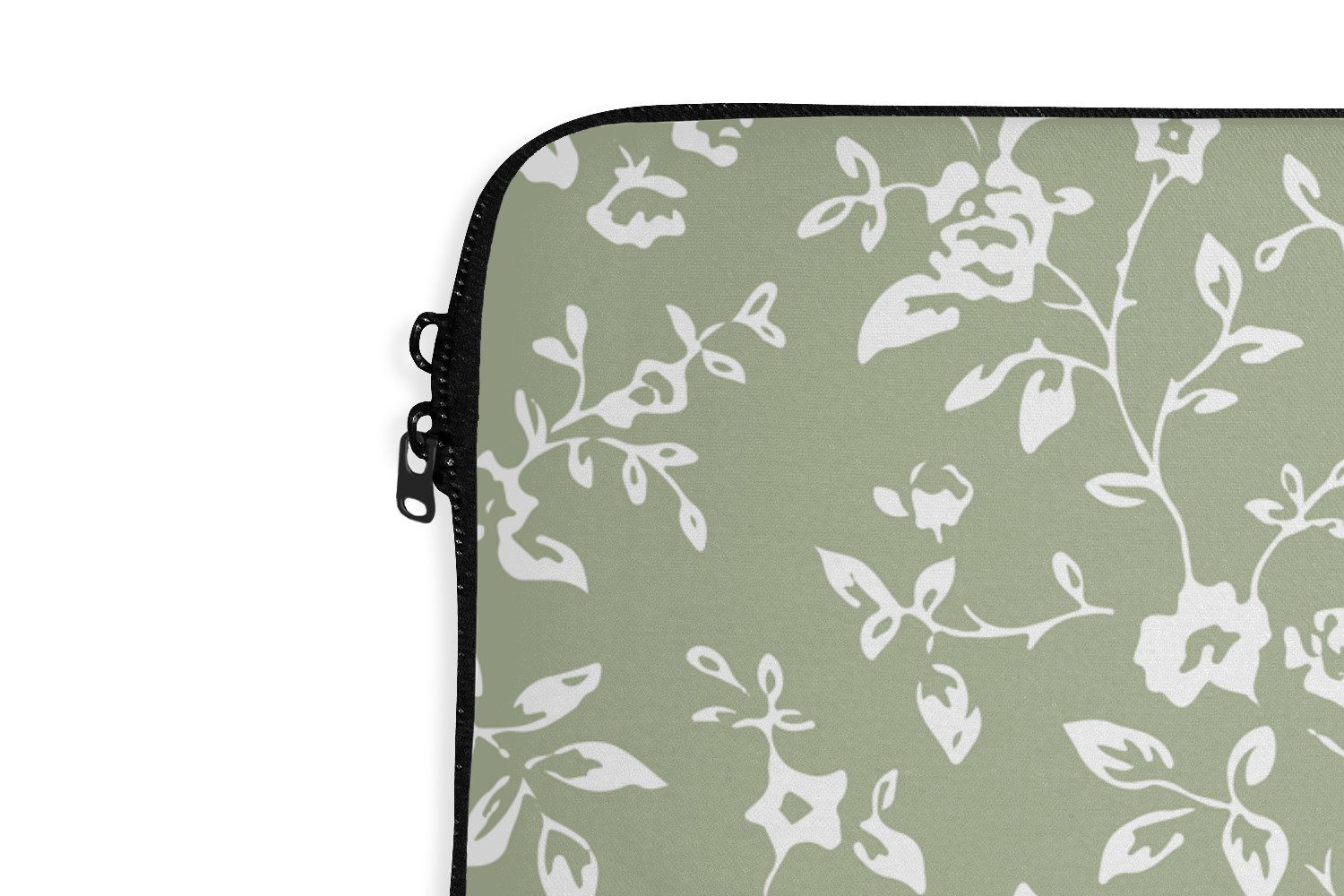 MuchoWow Laptop-Hülle Blumen - Druck - Grün - Weiß 14 Zoll, Schutzhülle für Laptop, Schutz gegen Kratzern, Laptoptasche
