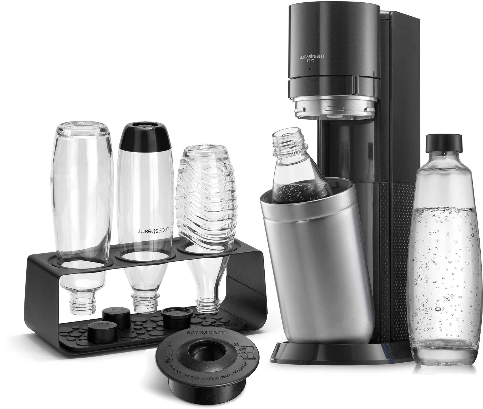 SodaStream Wassersprudler »DUO« Upgrade + Zubehör, (5-tlg), 1x Wassersprudler DUO Umsteiger (Titan) ohne CO2-Zylinder