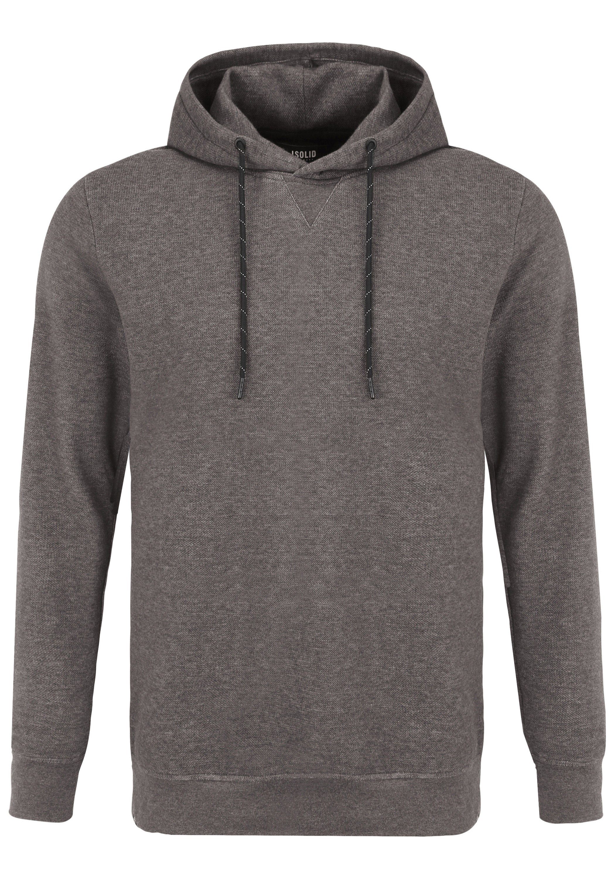 (1940071) SDTemme Grey Melange Kapuzensweatshirt !Solid Hoodie Dark