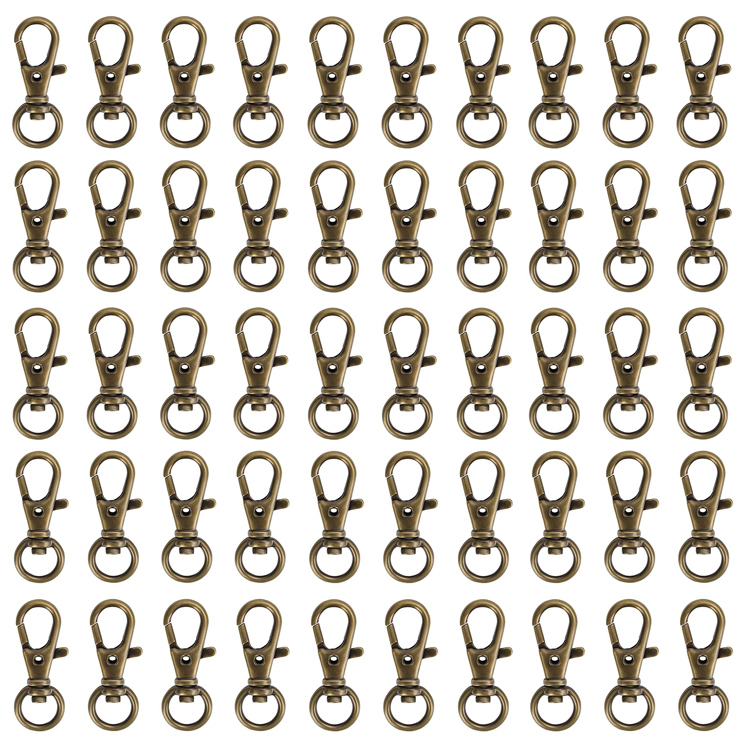 Belle Vous Rundstahlkette 50er Pack Bronze Mini Karabiner - 33mm lang, Metall, (50-St)
