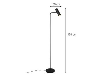 meineWunschleuchte LED Stehlampe, Dimmfunktion, LED wechselbar, Warmweiß, Lampenschirm schwenkbar, Leselampe Leselicht Ecke, Schwarz Höhe 151cm