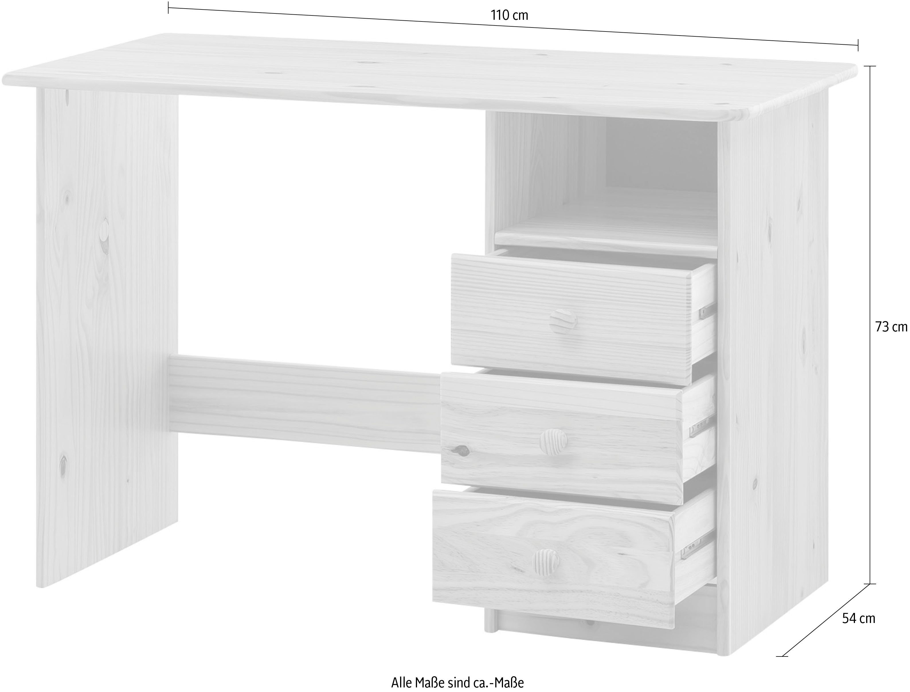 Home affaire Schreibtisch Chur, Gefertigt aus massivem Kiefernholz, Home office