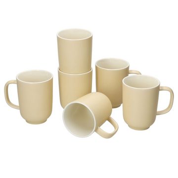 Ritzenhoff & Breker Tasse Ritzenhoff 6x Jasper Kaffeebecher 250ml H10,4cm Vanille Tee-Tassen, Steingut