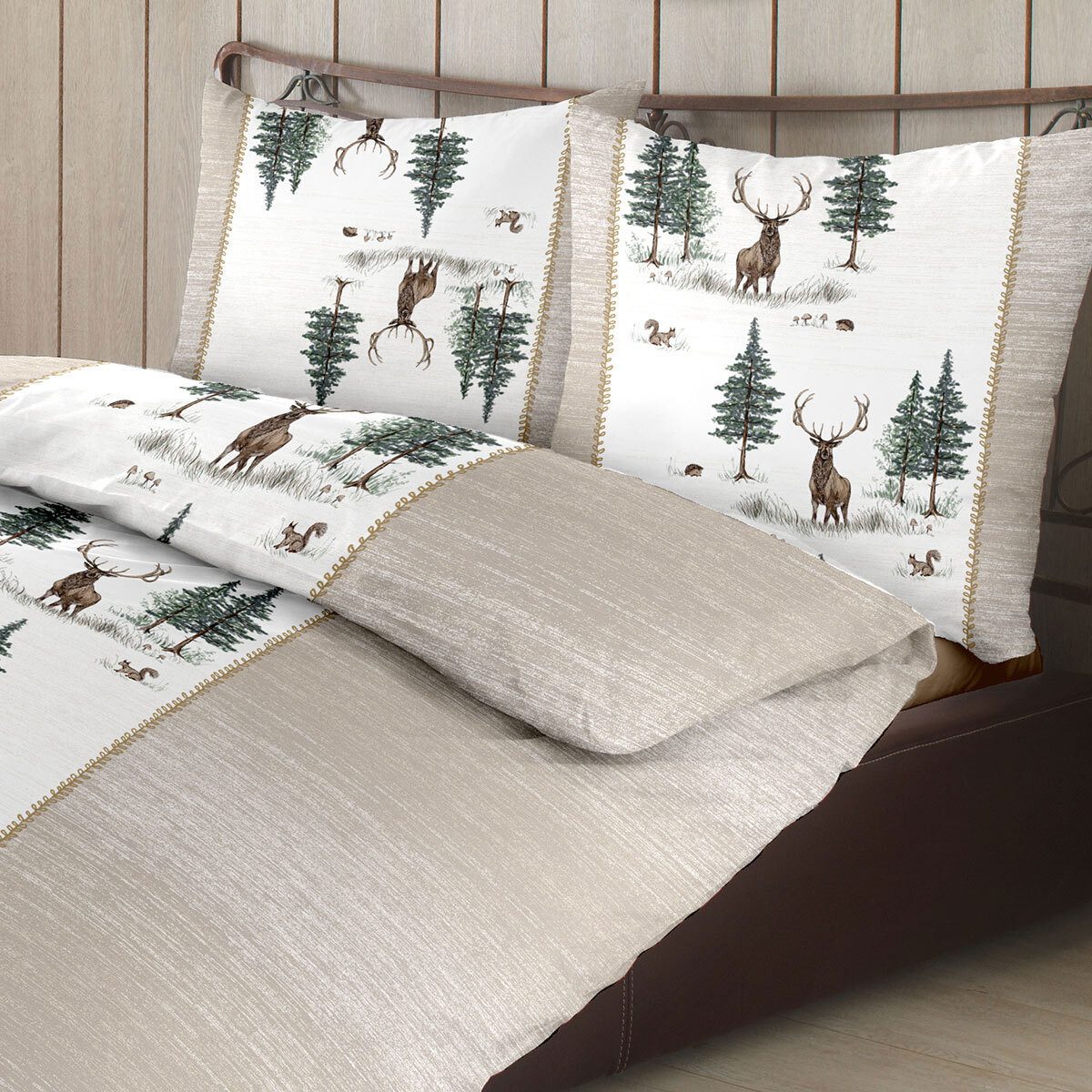 TRAUMSCHLAF Bettwäsche Hirsche, Biber, 2 teilig, Biberbettwäsche weich und günstig online kaufen