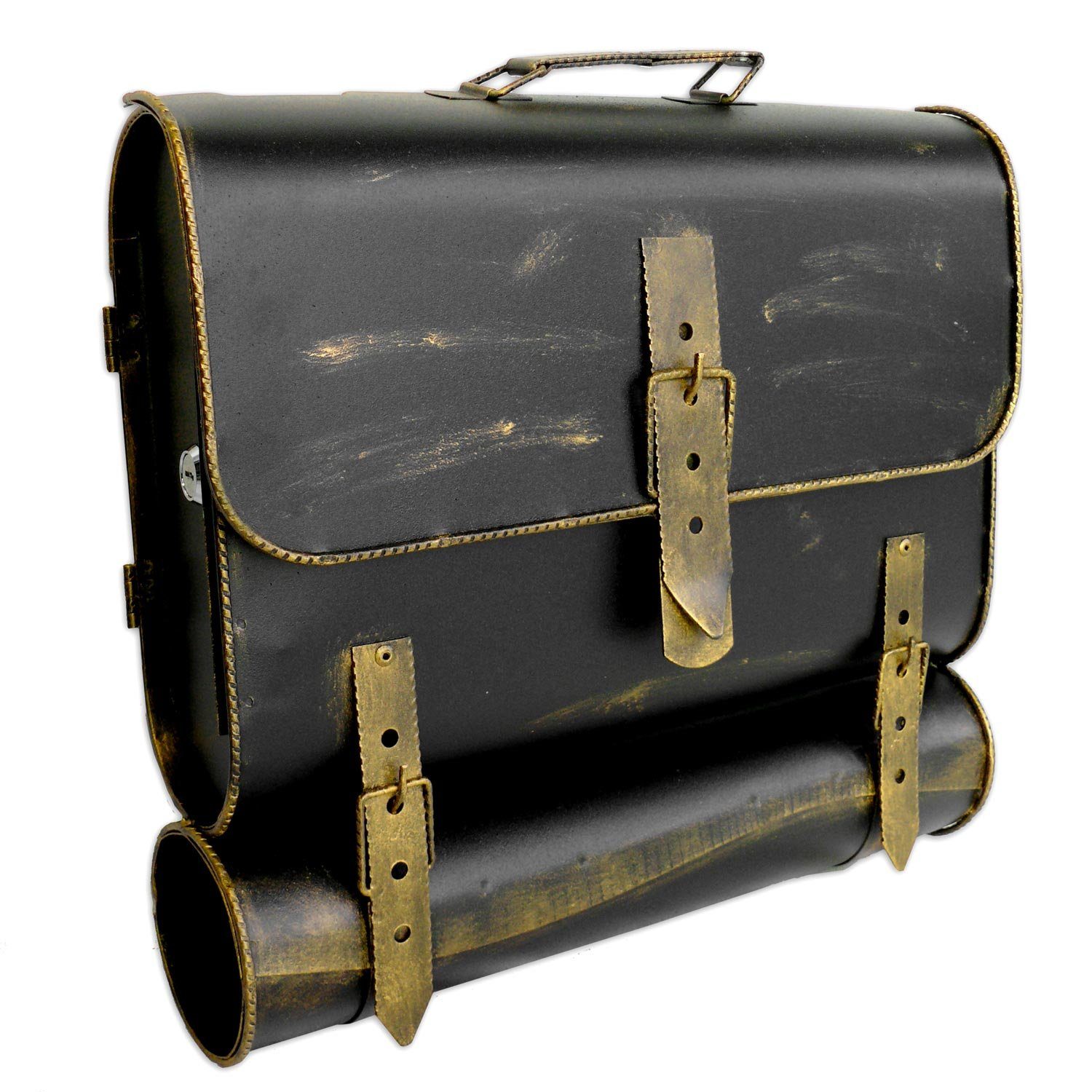 Briefkasten-Versandshop Wandbriefkasten Briefkasten Unikat Antik-Look Schulranzen - Design Schultasche mit Zei