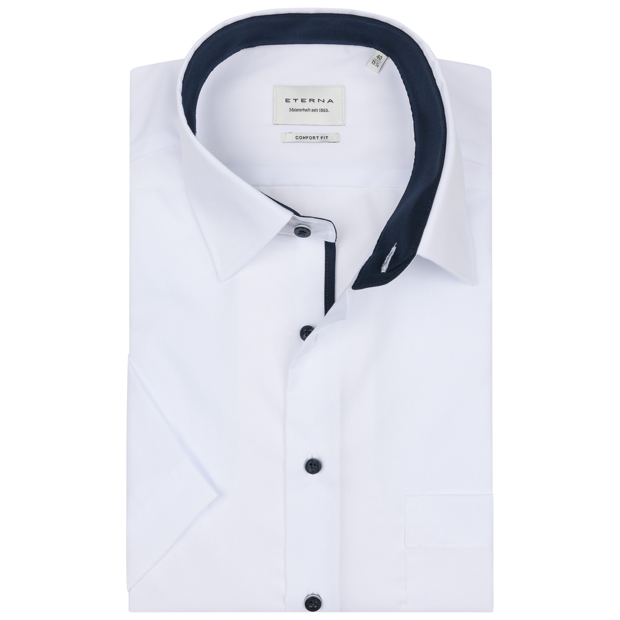 Eterna Kurzarmhemd Comfort Fit, 100 % Baumwolle Bügelfrei, Knitterfrei