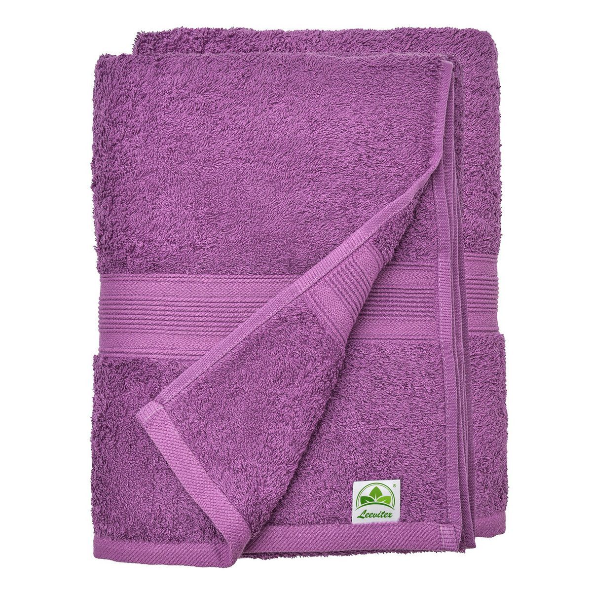 leevitex® Saunatuch Frottee XXL, (2-St), 80 x 200 cm, extra groß & saugfähig, Lila/Pflaume