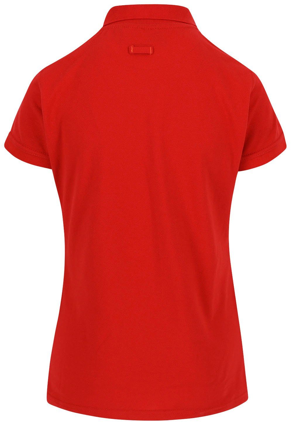 1 Figurbetont, Herock Bündchen Brusttasche Rippstrick-Kragen mit Damen sowie Polo rot Freya Kurzärmlig Poloshirt und