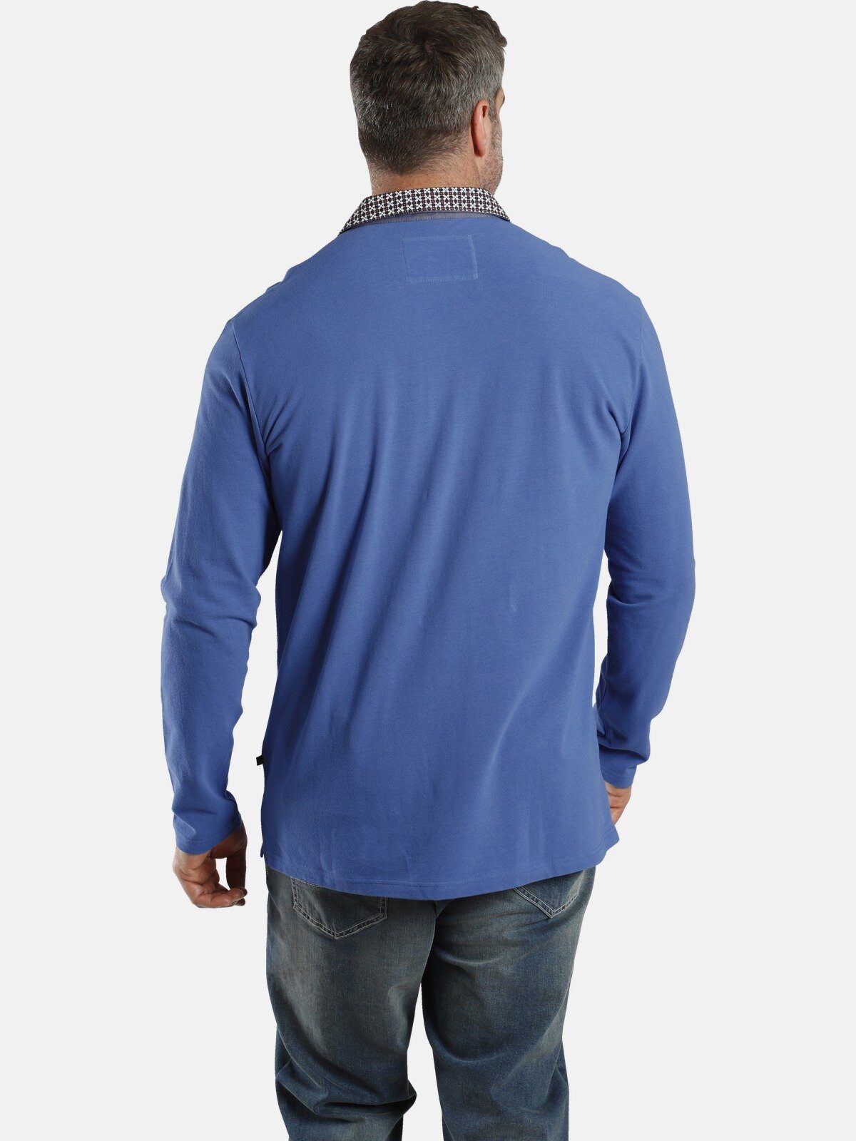 Charles EARL CHAD Kragen Langarm-Poloshirt mit blau doppeltem Colby