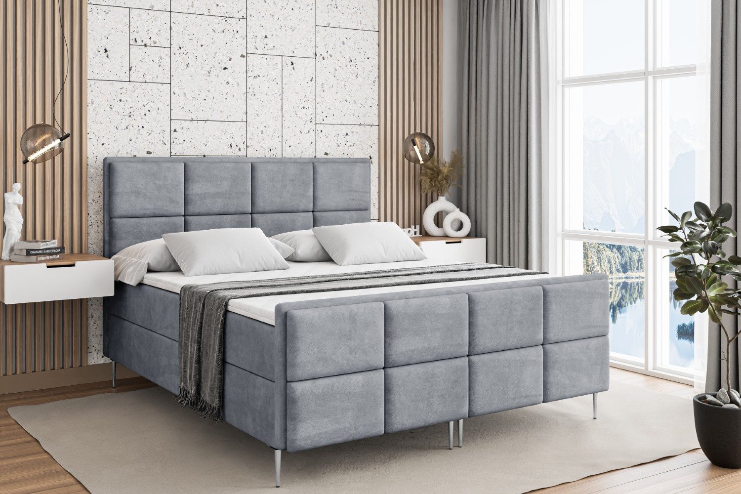 ALTDECOR Boxbett NOVA-F-Z (Multipocket-Matratze H4, H3 Matratze Bonellfederung, Topper, Kopfteil)