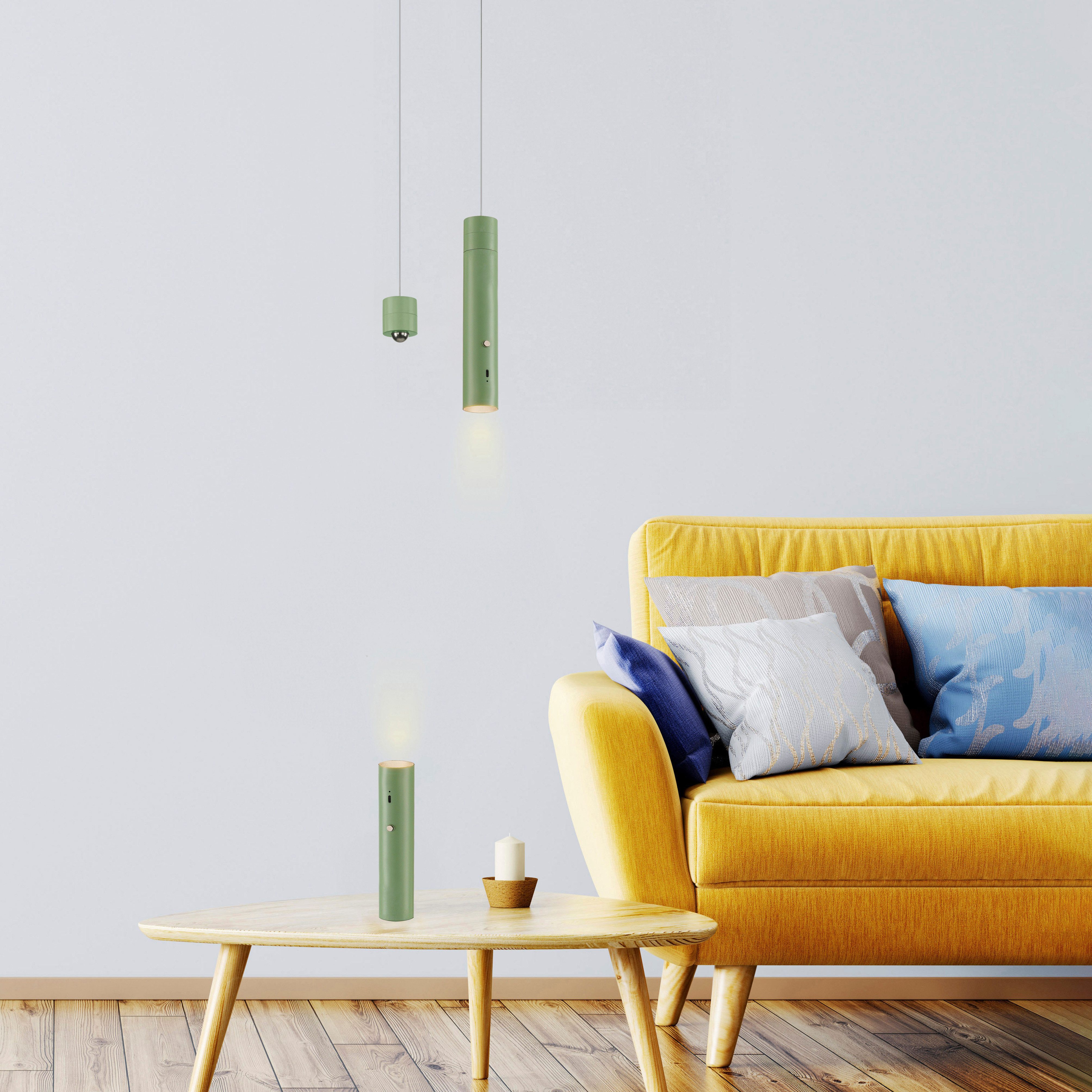 JUST LIGHT Pendelleuchte ATTACH, Dimmfunktion, LED fest integriert, Warmweiß, Akkuleuchte, mobile Lichtlösung, Taschenlampe
