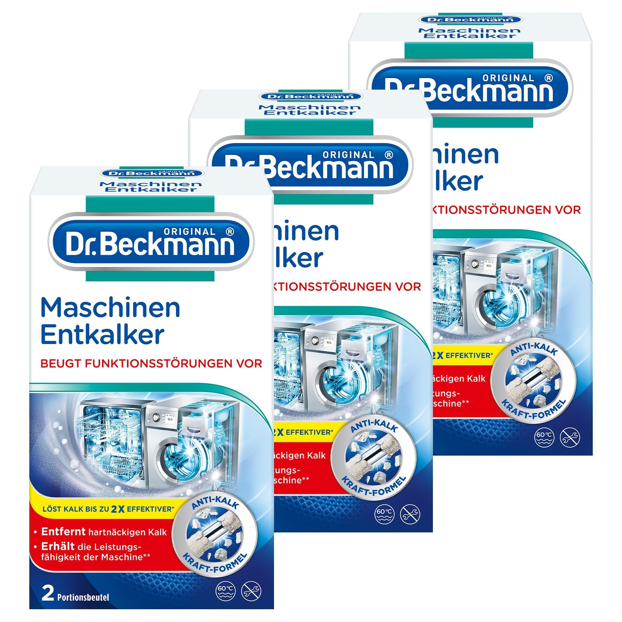 Dr. Beckmann Maschinen-Entkalker, gegen hartnäckigen Kalk, 6x 50 g Entkalker (3-St)