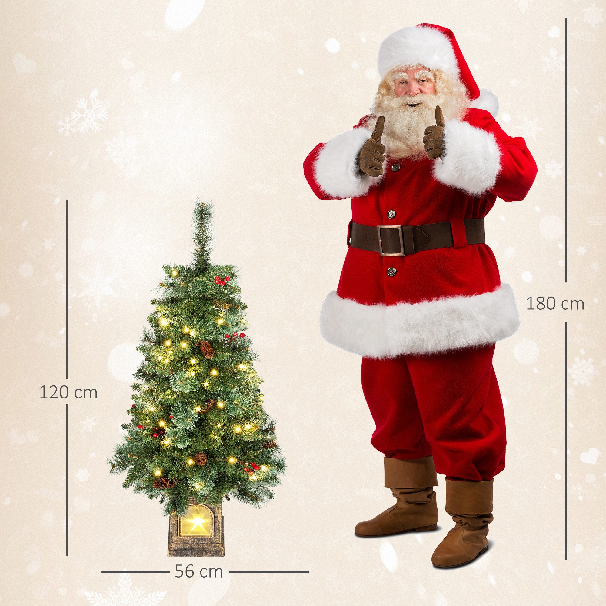 HOMCOM Künstlicher Weihnachtsbaum Flammbeständig, Tannebaum, 100 LEDs, 8 Modi, Grün