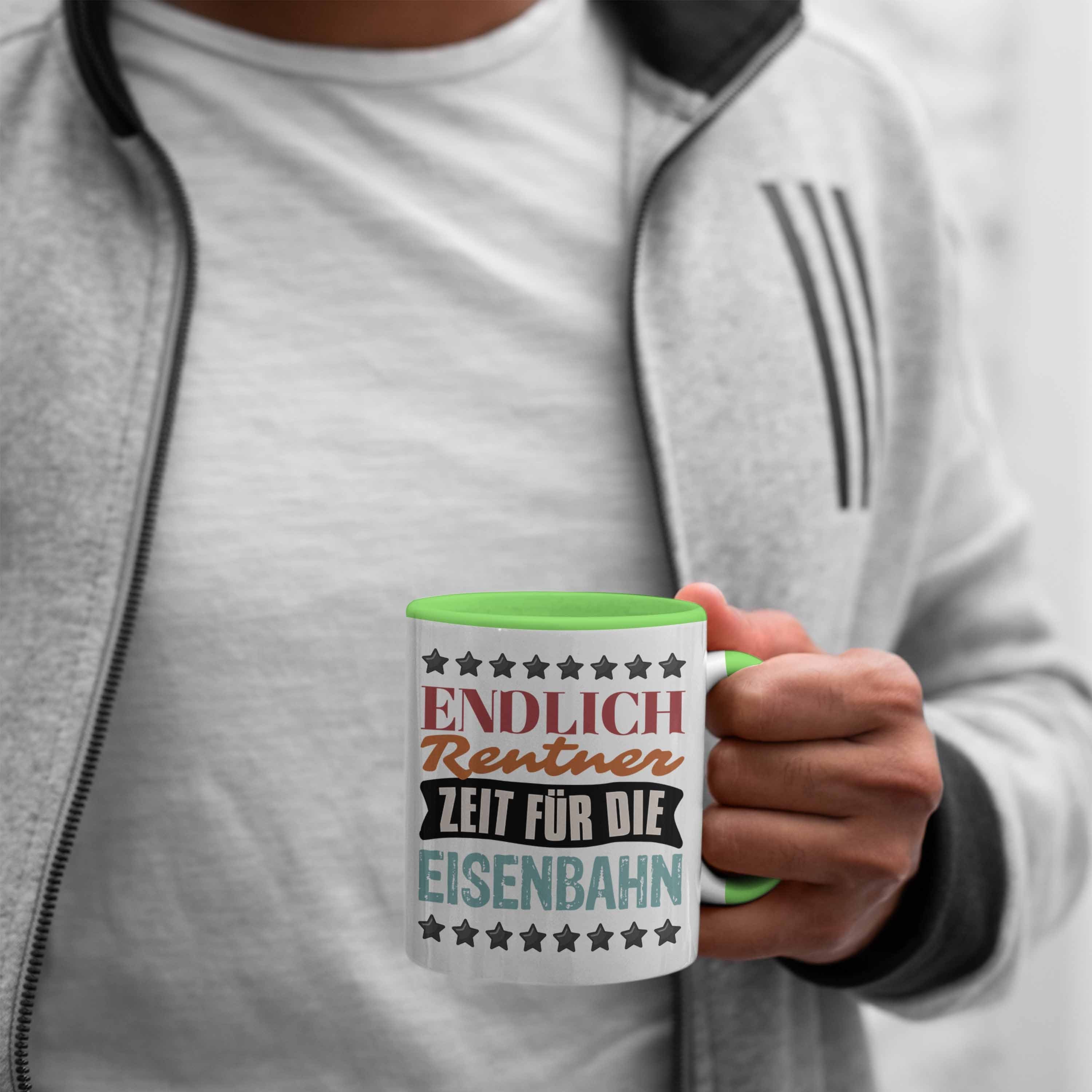 Trendation Tasse Eisenbahner Tasse Geschenk Grün Endli Modelleisenbahn-Fans Geschenkidee für