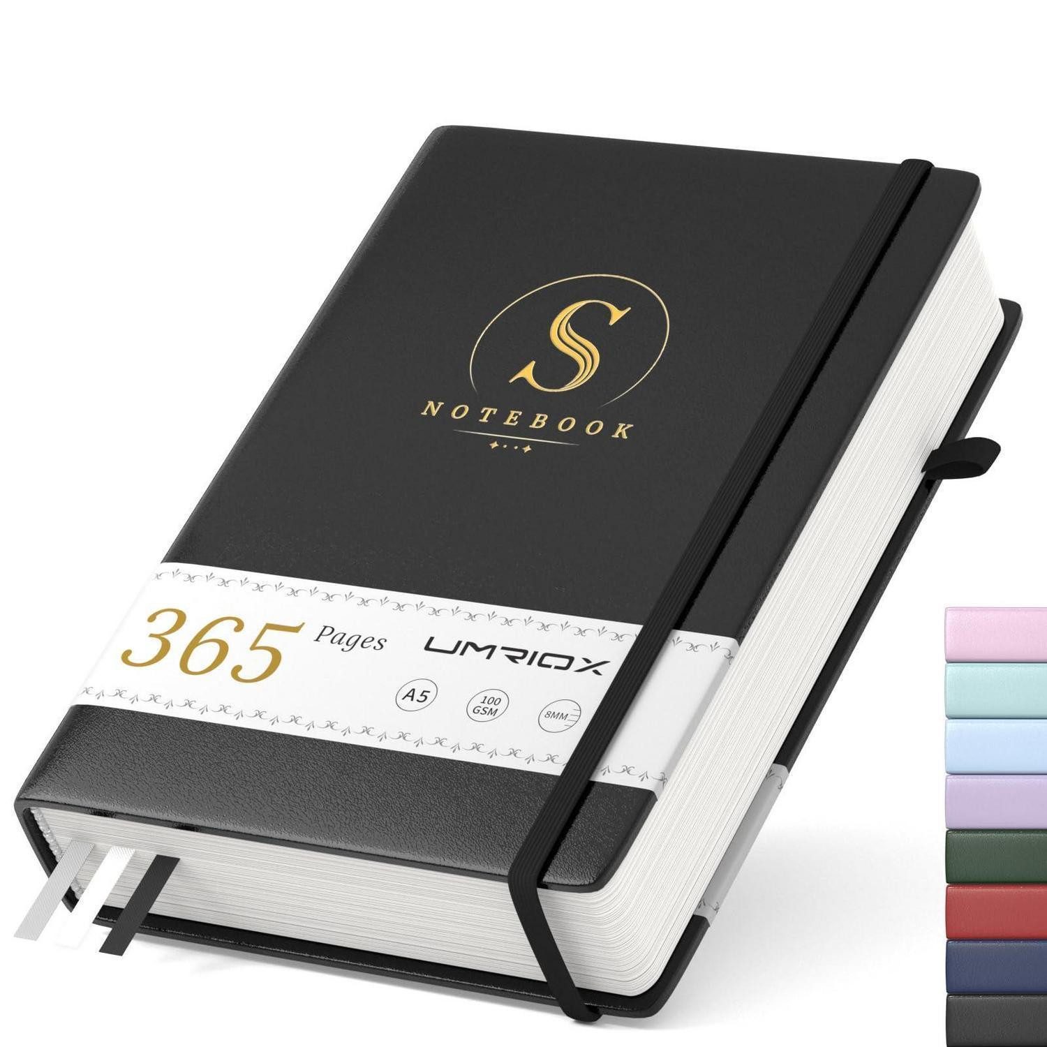 LuxusKollektion Tagebuch Notizbuch A5 Liniert Hardcover 365 Seiten Schwarz