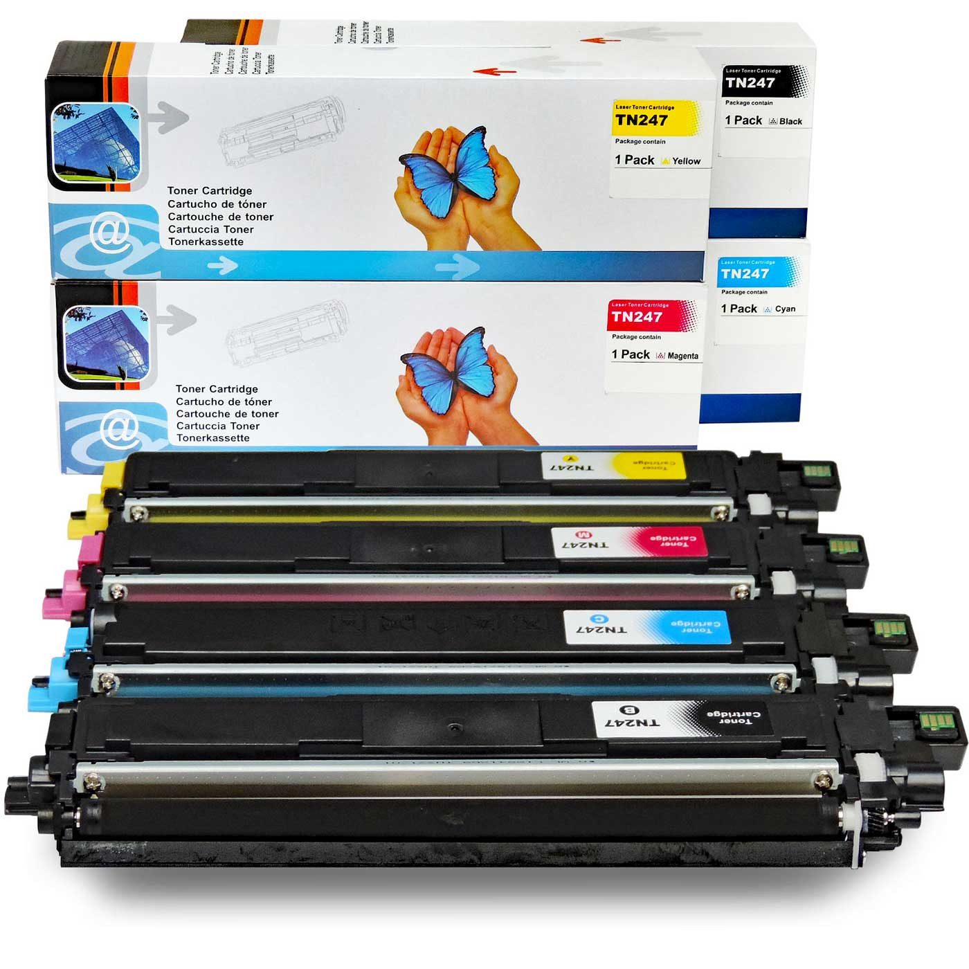 D&C Tonerkartusche Kompatibel Brother TN-243, TN-247 Multipack 4-Farben (Schwarz, Cyan, für Brother MFC-L 3740 CDN