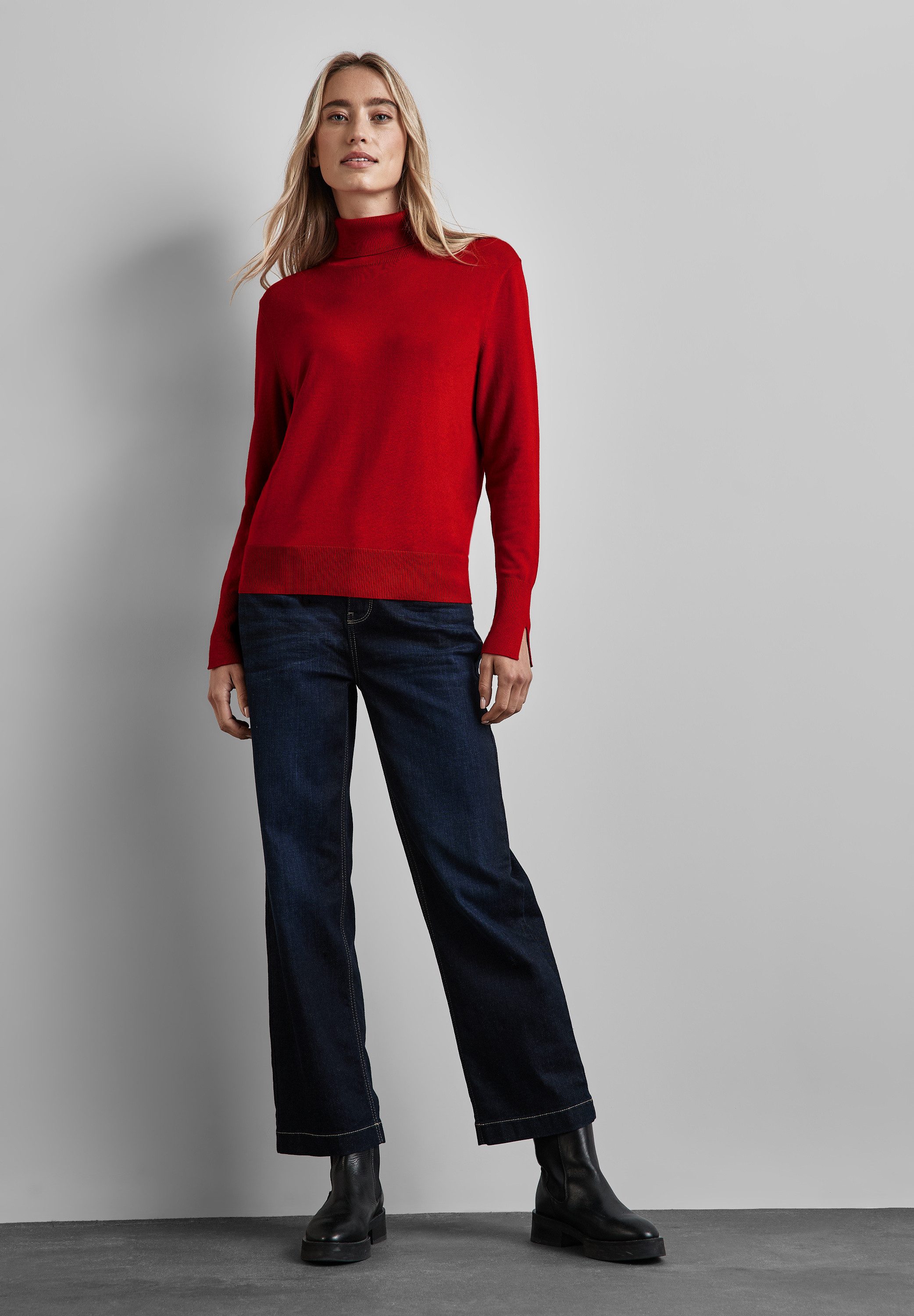STREET ONE Rollkragenpullover mit Materialmix