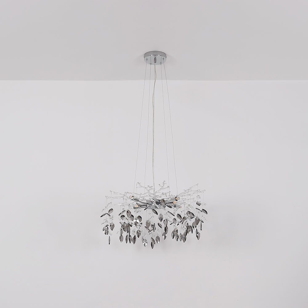 GLOBO LIGHTING LED Pendelleuchte, Leuchtmittel inklusive, Warmweiß, LED Pendelleuchte Kronleuchter Metall Glaskristalle chrom L 120 cm