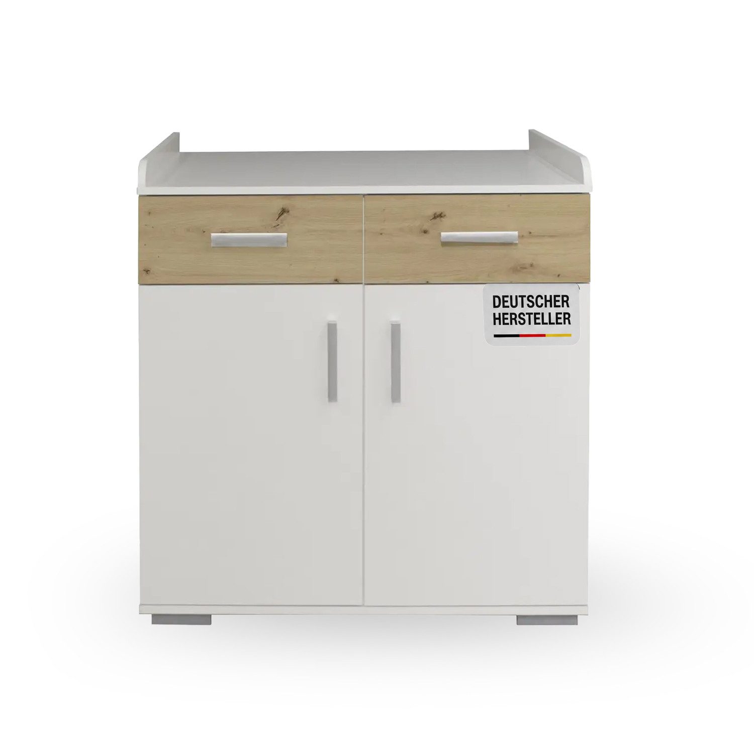 Storado Wickelkommode Sienna 88×93×71cm, Wickelkommode mit Aufsatz, Farbe wählbar, 2 Türen, 2 Schubladen und komfortabler Wickelaufsatz
