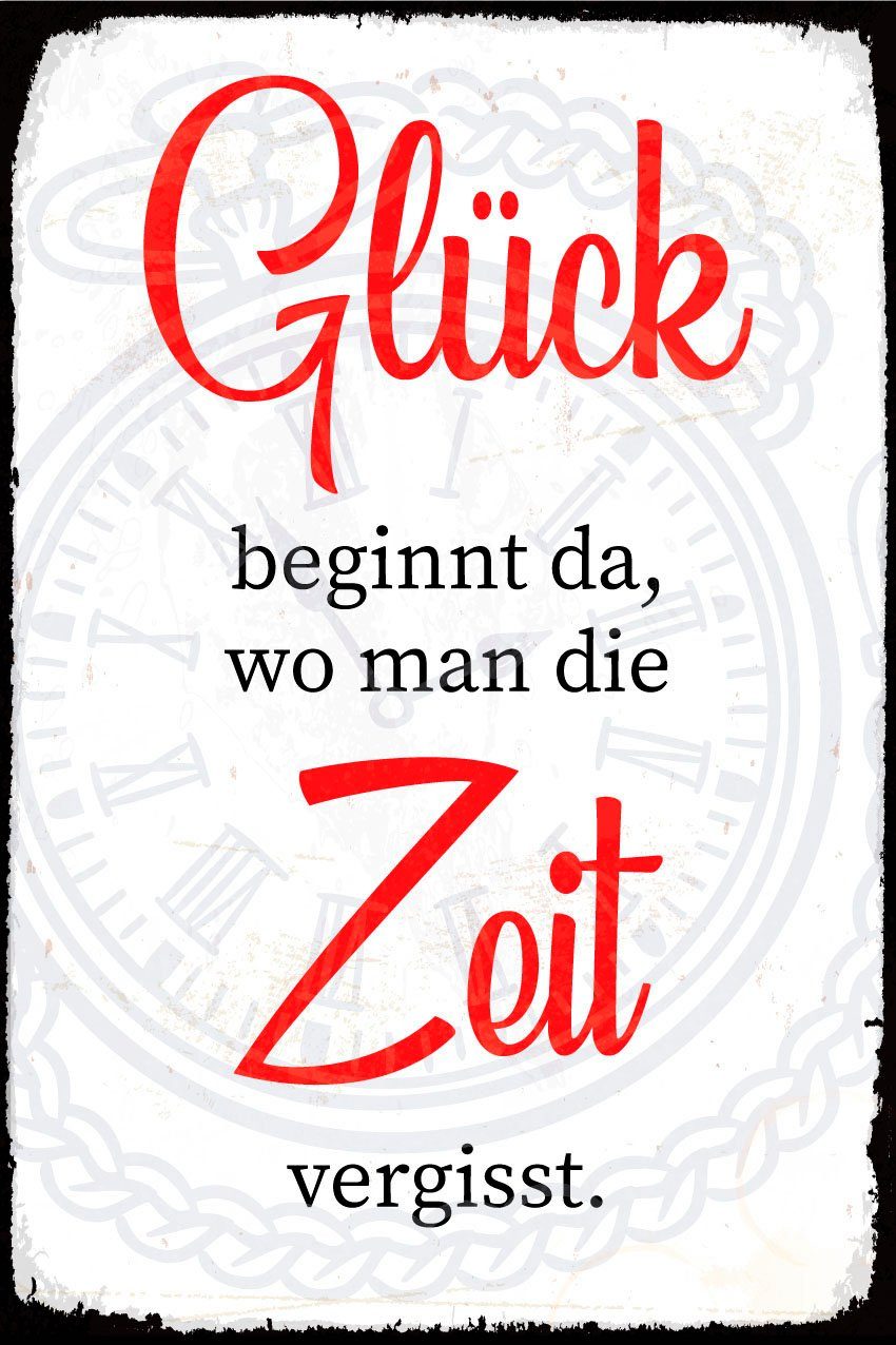 queence Metallbild Zeit, Schriftzug, Schriftzüge, Sprüche, Sprüche & Texte (1 St), Stahlschilder