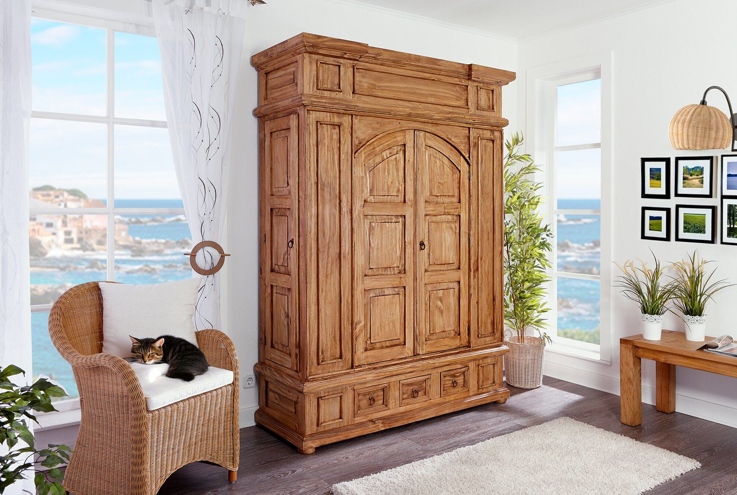 1a Direktimport Mehrzweckschrank Mexico Möbel XXL Wohnschrank - Pinie Massivholz - Landhausstil