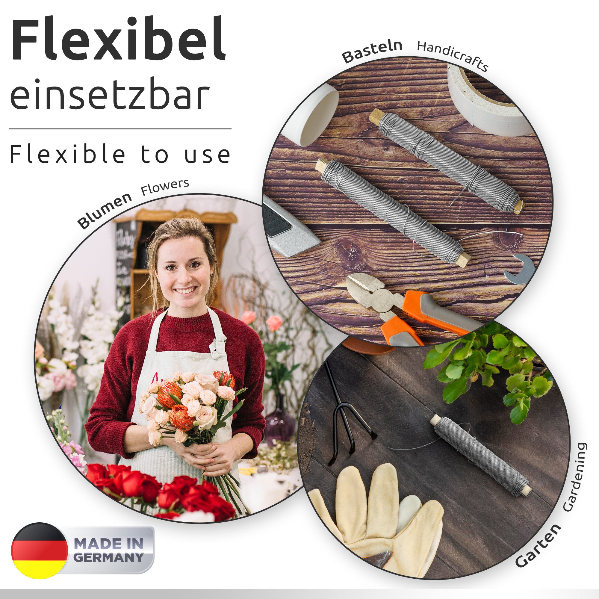 ECENCE Bindedraht Blumendraht verzinkt Wickeldraht 4x35m Basteldraht – Bild 5 von 5