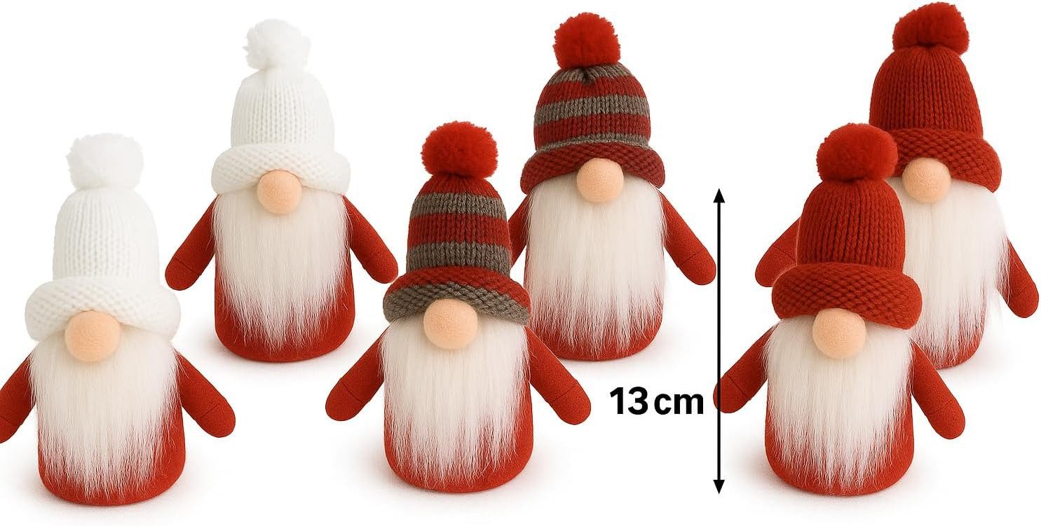 hausleben Wichtel Figuren 13cm (6 St), Deko Wichtel mit Strickmütze & Bart
