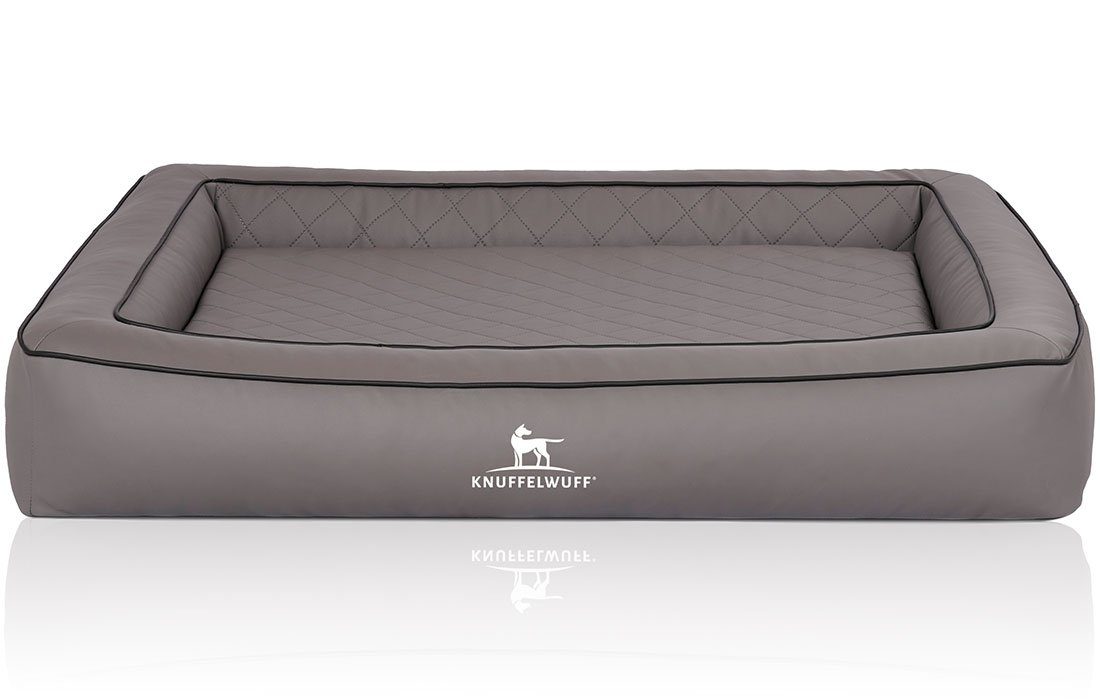 Knuffelwuff Hundebett Hampstead Orthopädisch Kunstleder 85 x 65cm Grau günstig online kaufen