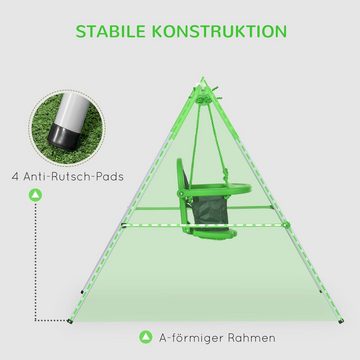 Outsunny Einzelschaukel Babyschaukel mit Sicherheitsbügel, Anschnallgurt, (Gartenschaukel, 1-tlg., Kleinkinderschaukel), für Indoor & Outdoor, Grün+Grau