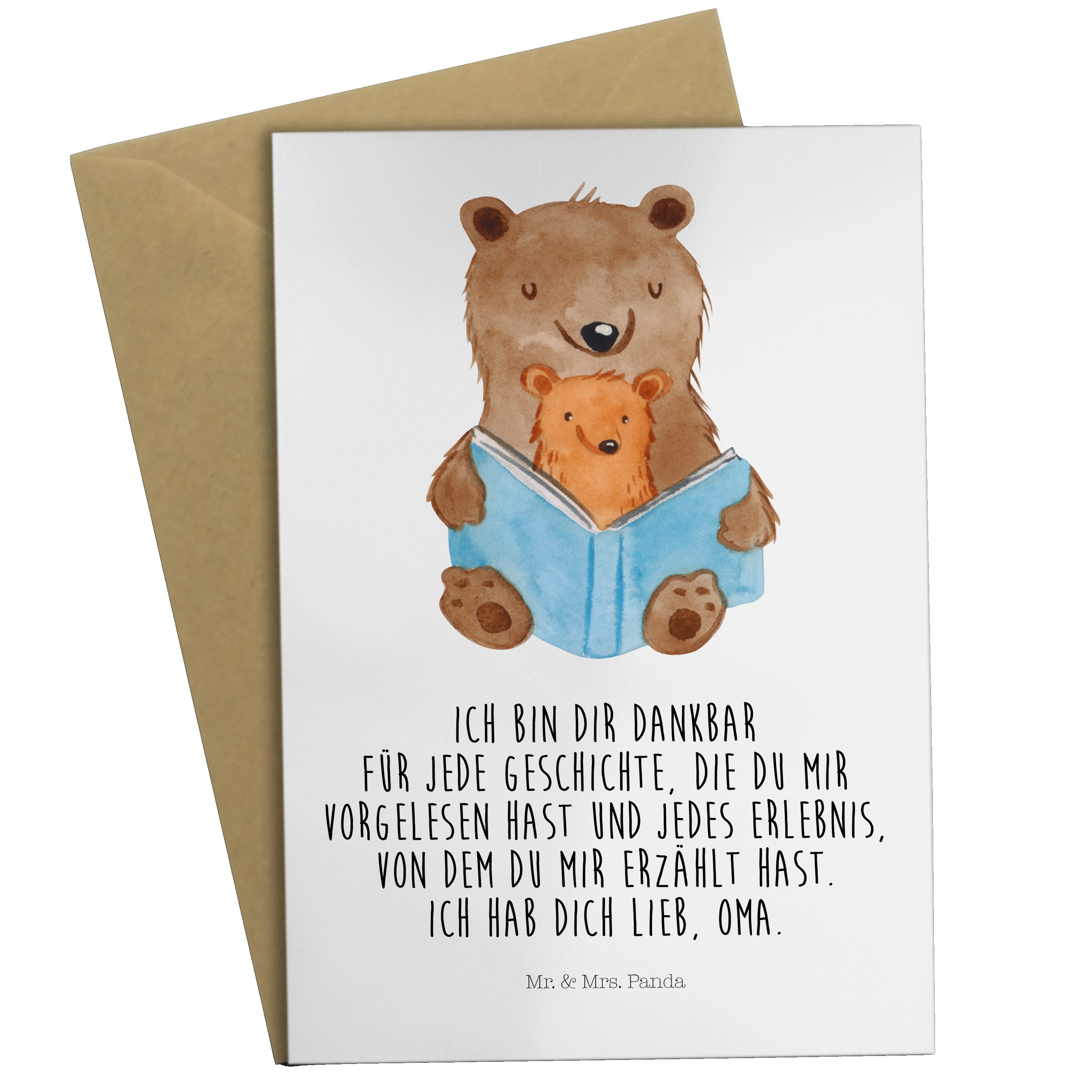 Mr. & - Karte, Hochzeitskarte, Panda Bären Geschichten Geschenk, Grußkarte Oma Buch Mrs. - Weiß