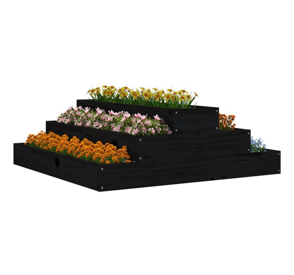 Thumbnail - vidaXL Blumentopf Pflanzkübel Schwarz 80x80x27 cm Massivholz Kiefer (1 St)