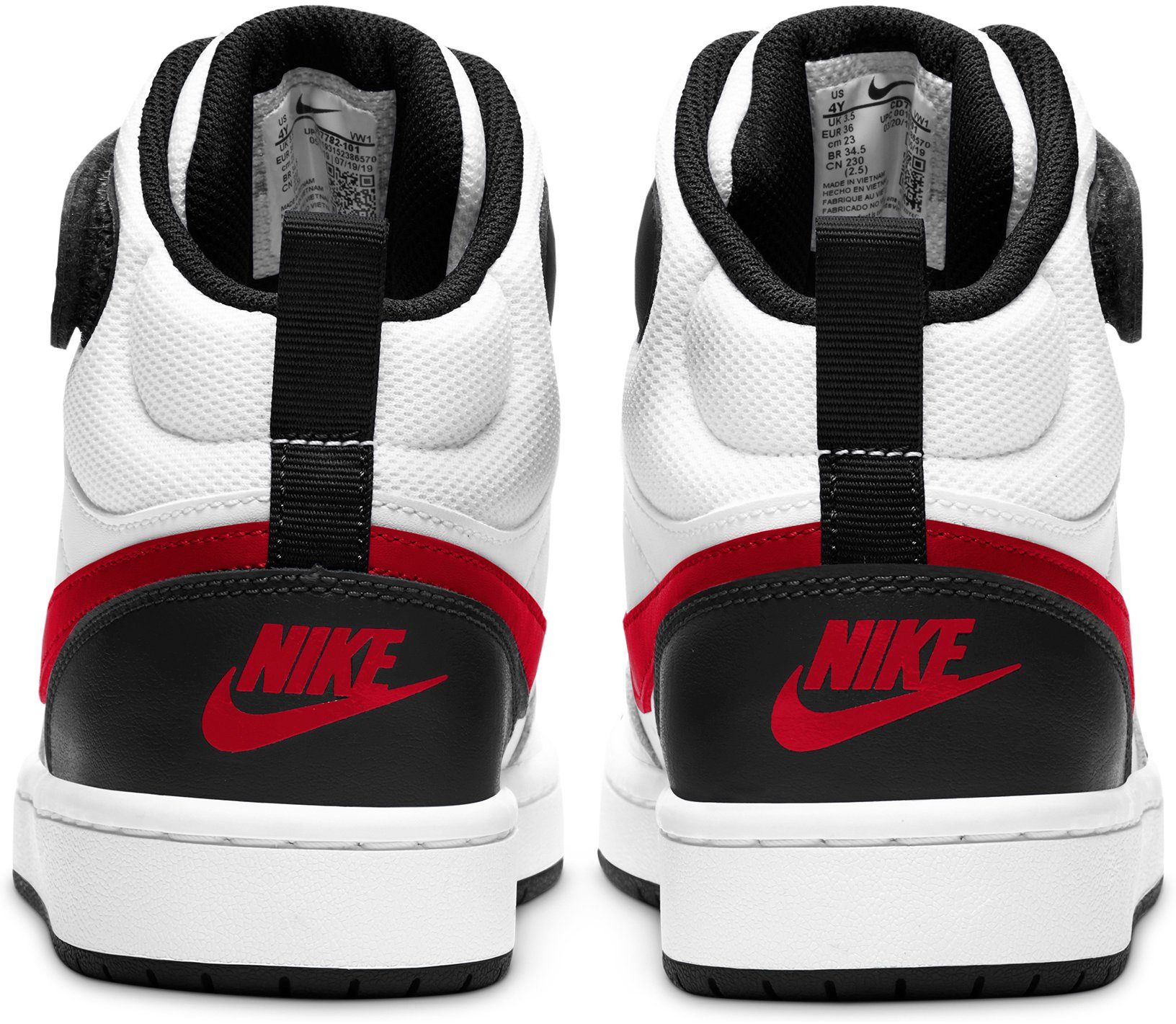 Nike Sportswear MID Force weiß-rot-schwarz des BOROUGH (GS) 1 auf Design Sneaker COURT den 2 Spuren Air