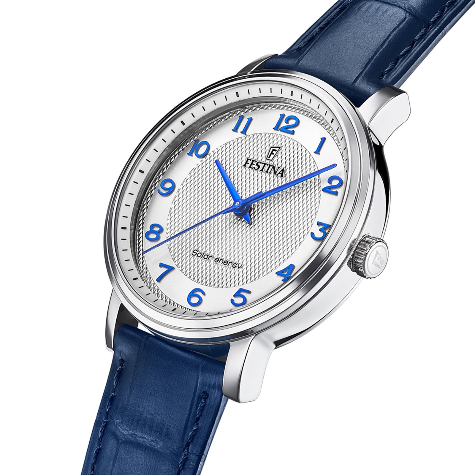 Festina Solaruhr Festina Herrenuhr Leder blau Festina, (Solaruhr), Herren Solaruhr rund, Lederarmband blau, Luxus
