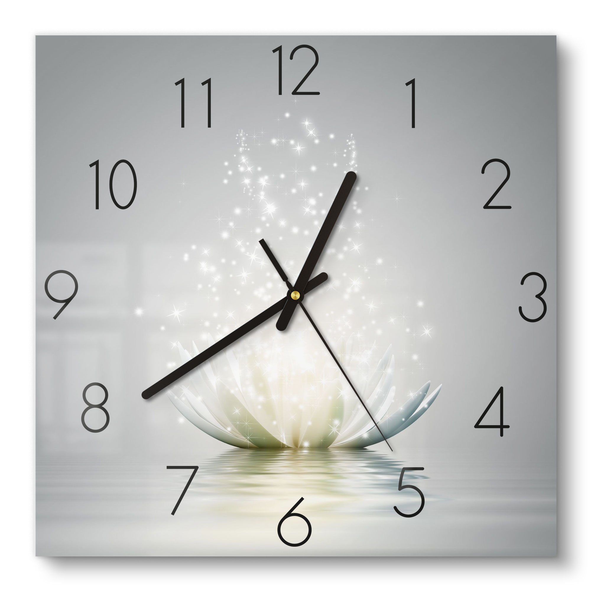 DEQORI Wanduhr 'Funkelnde Lotusblüte' (Glas Glasuhr modern Wand Uhr Design günstig online kaufen