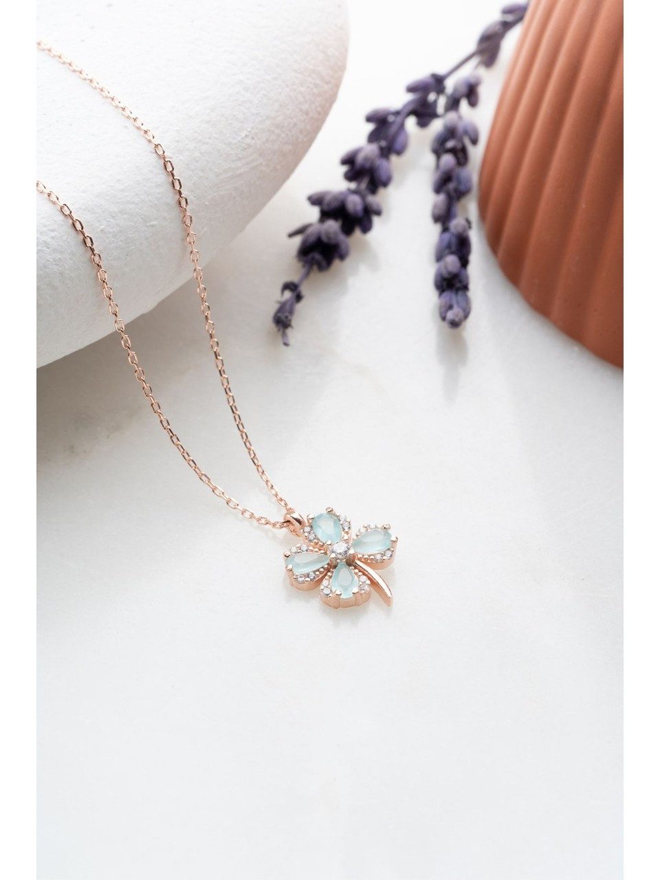 Nisan Kette und Anhänger Set, 925 Silber-Halskette, Vierblättriges Kleeblat günstig online kaufen