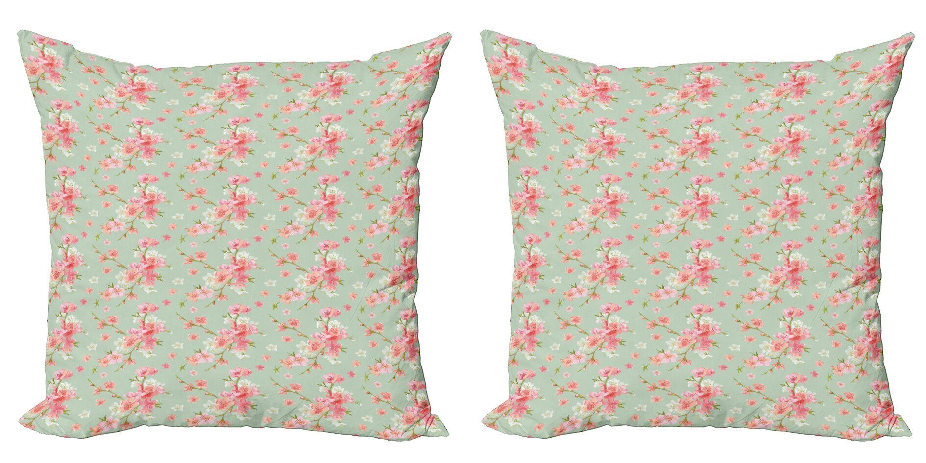 Kissenbezüge Modern Accent Doppelseitiger Digitaldruck, Abakuhaus (2 Stück), Blumen Retro Frühlings-Blüten