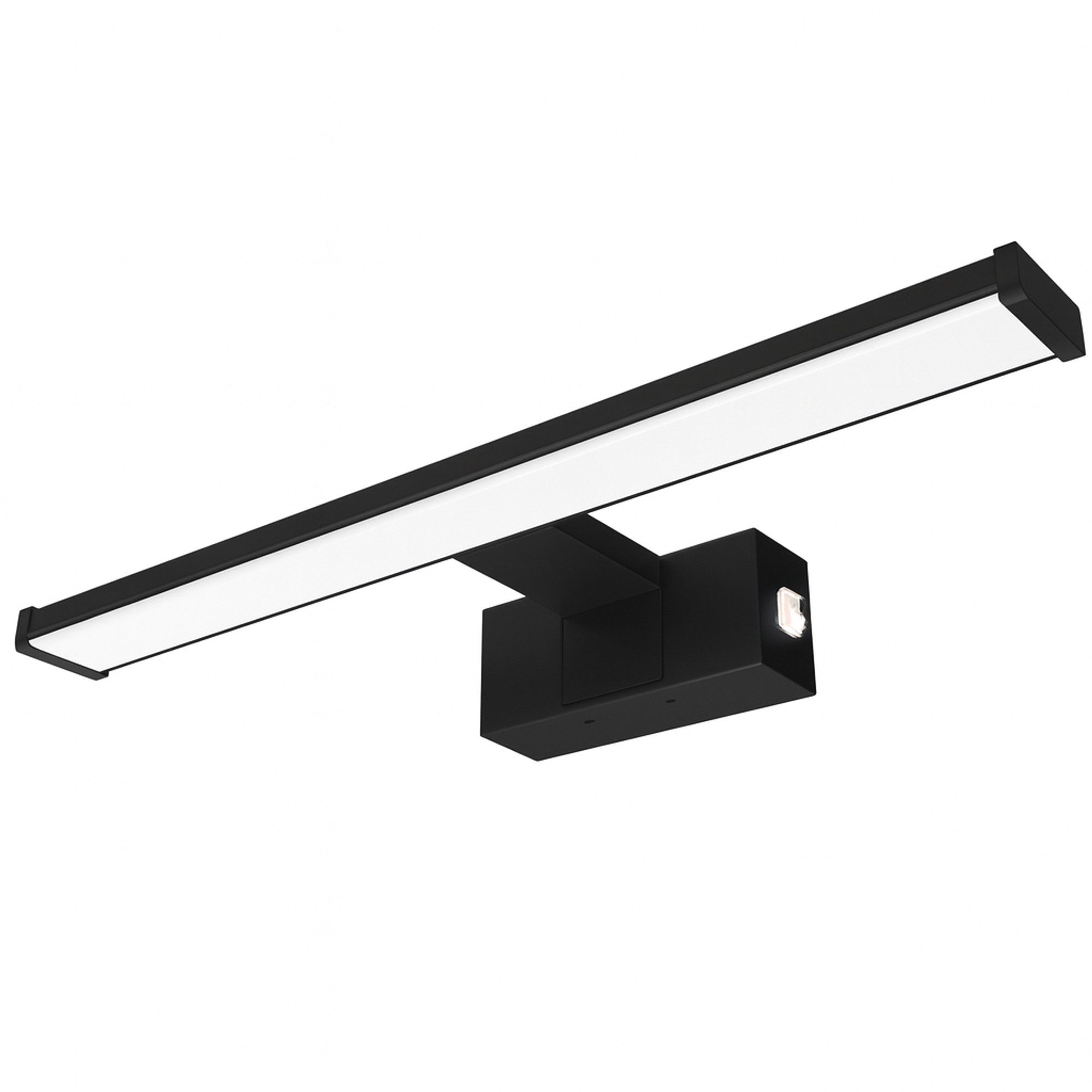kalb LED Spiegelleuchte Spiegelleuchte chrom oder schwarz 500mm, mit integriertem Netzschalter, Schwarz