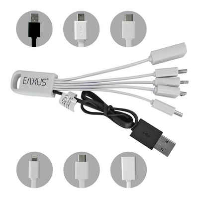 EAXUS 5 in 1 Mehrfach USB-Kabel - für Handy, Smartphone & Co. Multi USB-Kabel, USB-C, 8-Pin, Micro-USB, Mini-USB, Standard-USB (27.5 cm), für iPhone, iPad, Android, Samsung & Co