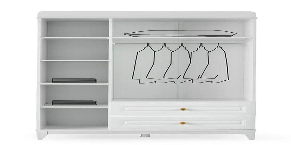 Xlmoebel Kleiderschrank Hochglanz Kleiderschrank in Weiß mit geräumigen Schubladen (Kleiderschrank) Hergestellt in Europa