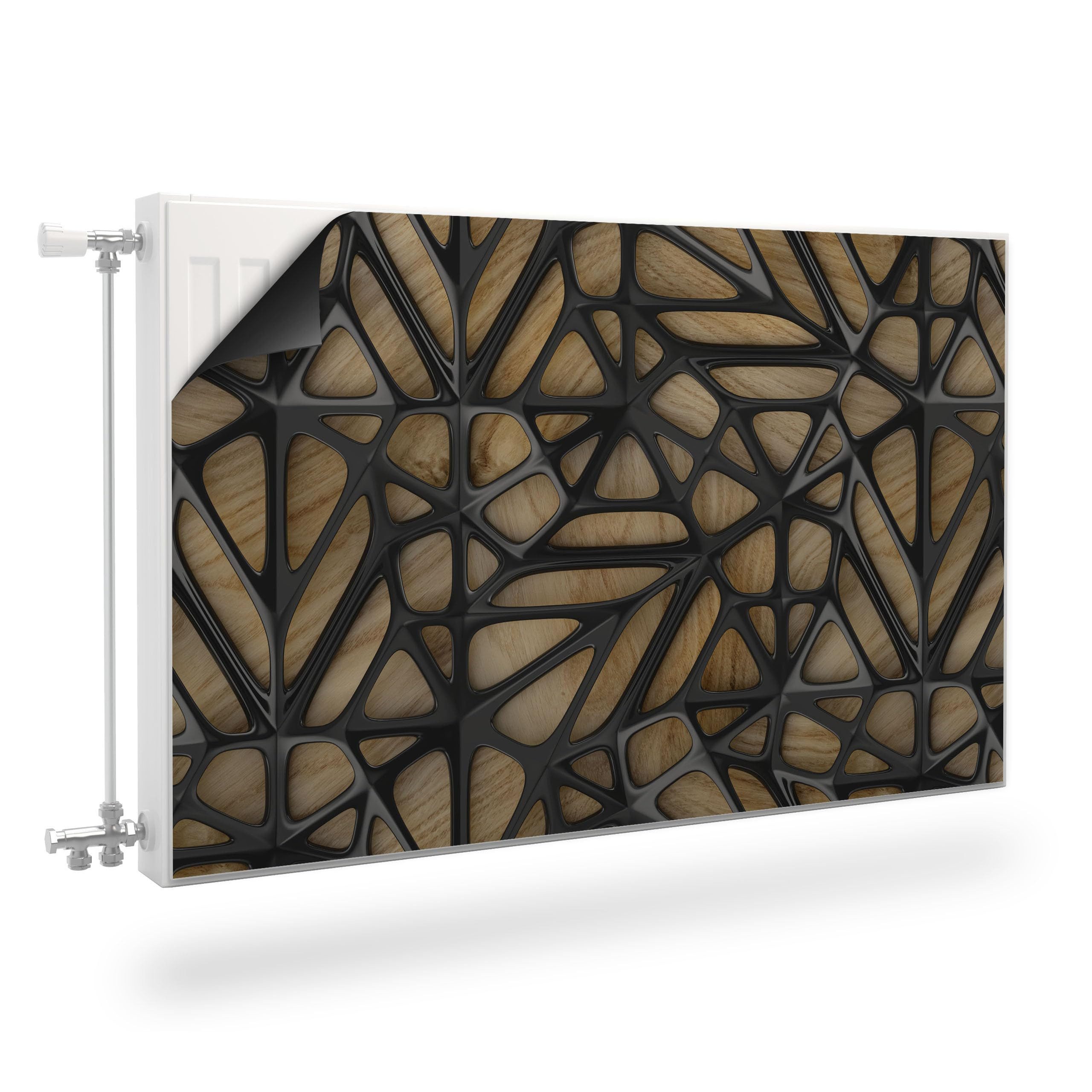 Muralo Magnetfolie Heizkörperverkleidung Schwarze Abstraktion 3D-Effekt, 80x60 cm, abriebfest, abwischbar