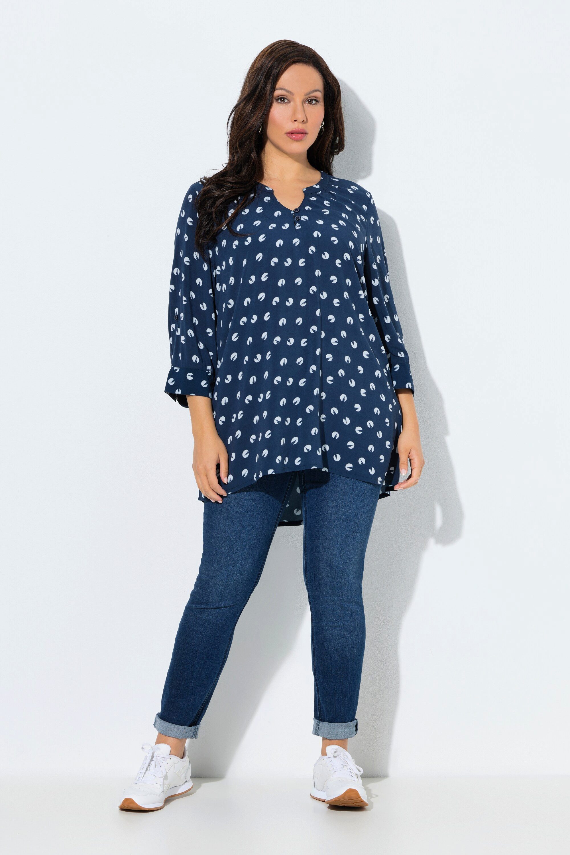 Ulla Popken Tunika Tunika Muster Tunika-Ausschnitt 3/4-Arm günstig online kaufen