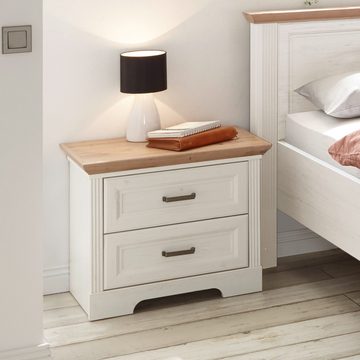 Lomadox Schlafzimmer-Set JÜLICH-77, (Spar-Set, 5-St), Bett 160x200cm, Kleiderschrank 4-türig, Pinie weiß mit Eiche