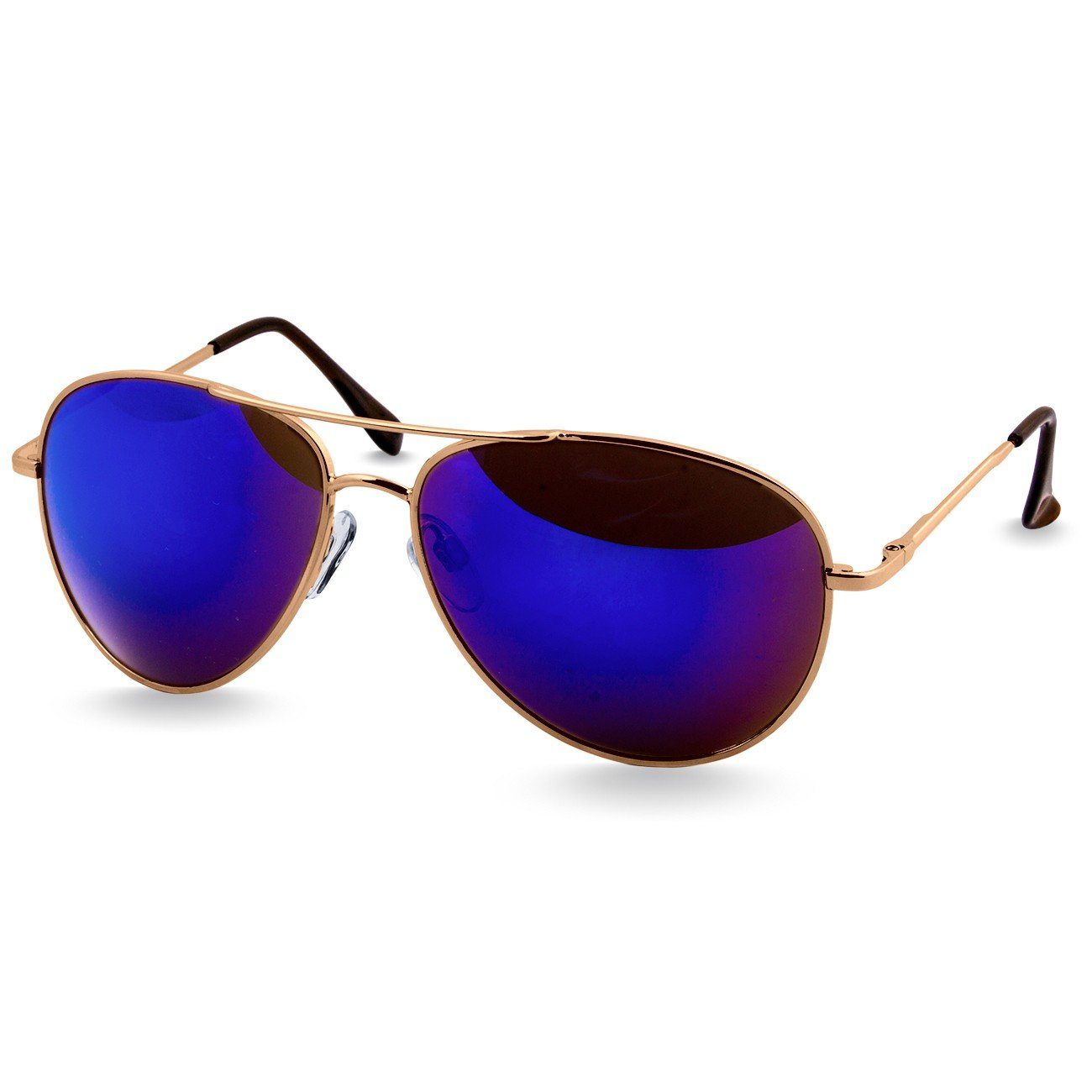 Caspar Sonnenbrille SG013 klassische Unisex Retro Pilotenbrille gold / blau verspiegelt