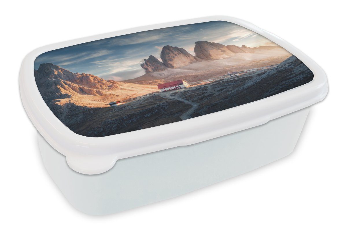 (2-tlg), und weiß - und Lunchbox Brotbox Mädchen - Brotdose, Erwachsene, Jungs Haus Kinder Landschaft, Berge für Kunststoff, für MuchoWow