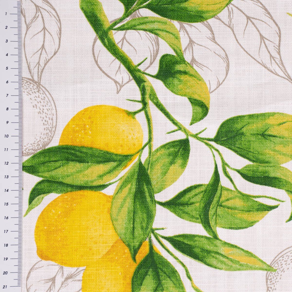 SCHÖNER LEBEN. Tischdecke SCHÖNER LEBEN. Tischdecke aus Baumwolle Citron Zitronen weiß grün gel, handmade