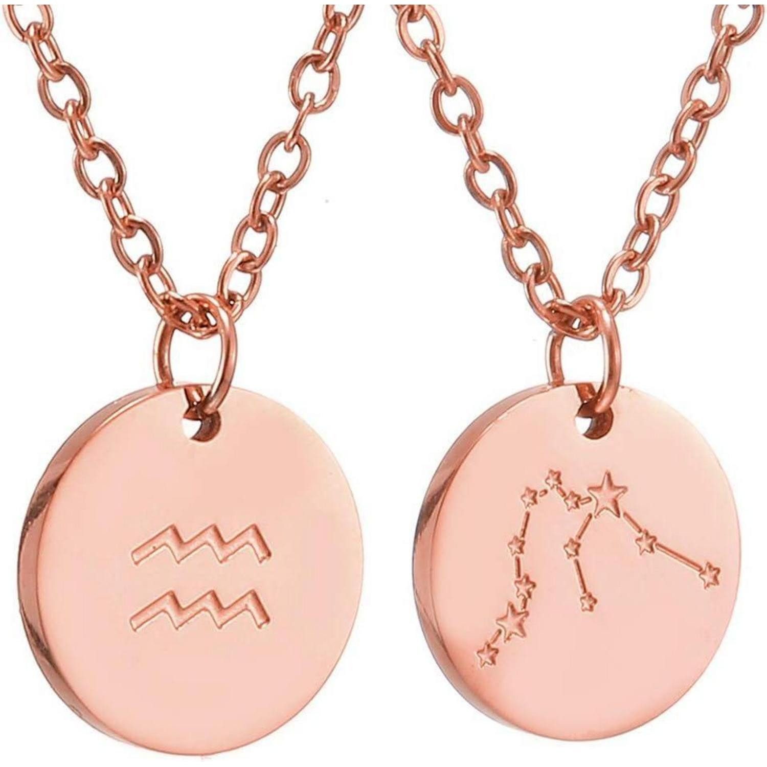 Kette mit Anhänger Sternzeichen Kette Gold Wassermann Horoskop Anhänger Damen Rosegold