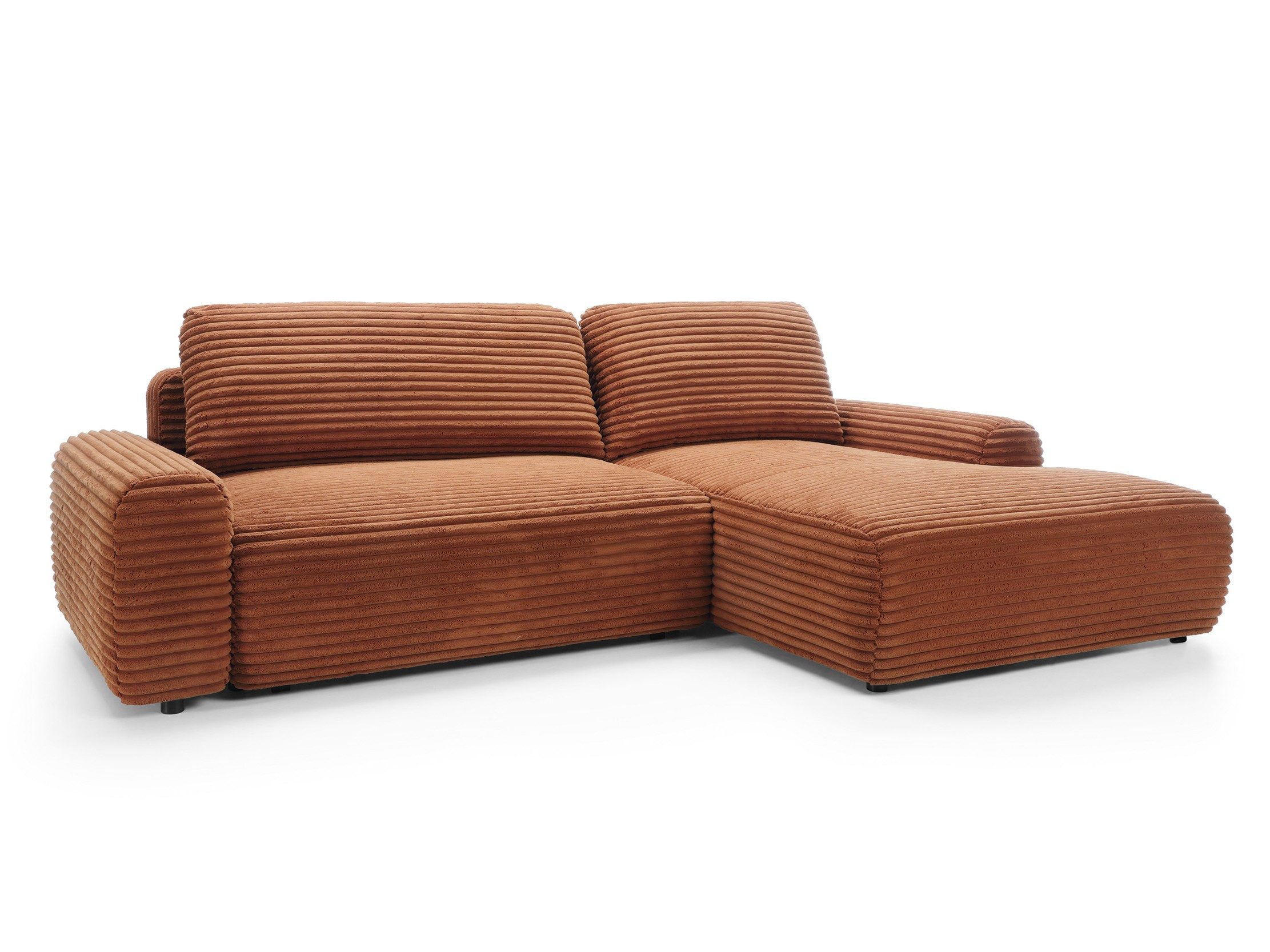 Goldstoff Ecksofa mit Schlaffunktion und Bettkasten, Cord Sofa - Modernes Schlafsofa, L-Form Schlafsofa mit Schlaffunktion und Bettkasten, moderner Cordstoff 2 Teile, pflegeleichtes Cordsofa mit Schlaffunktion in ziegelrot