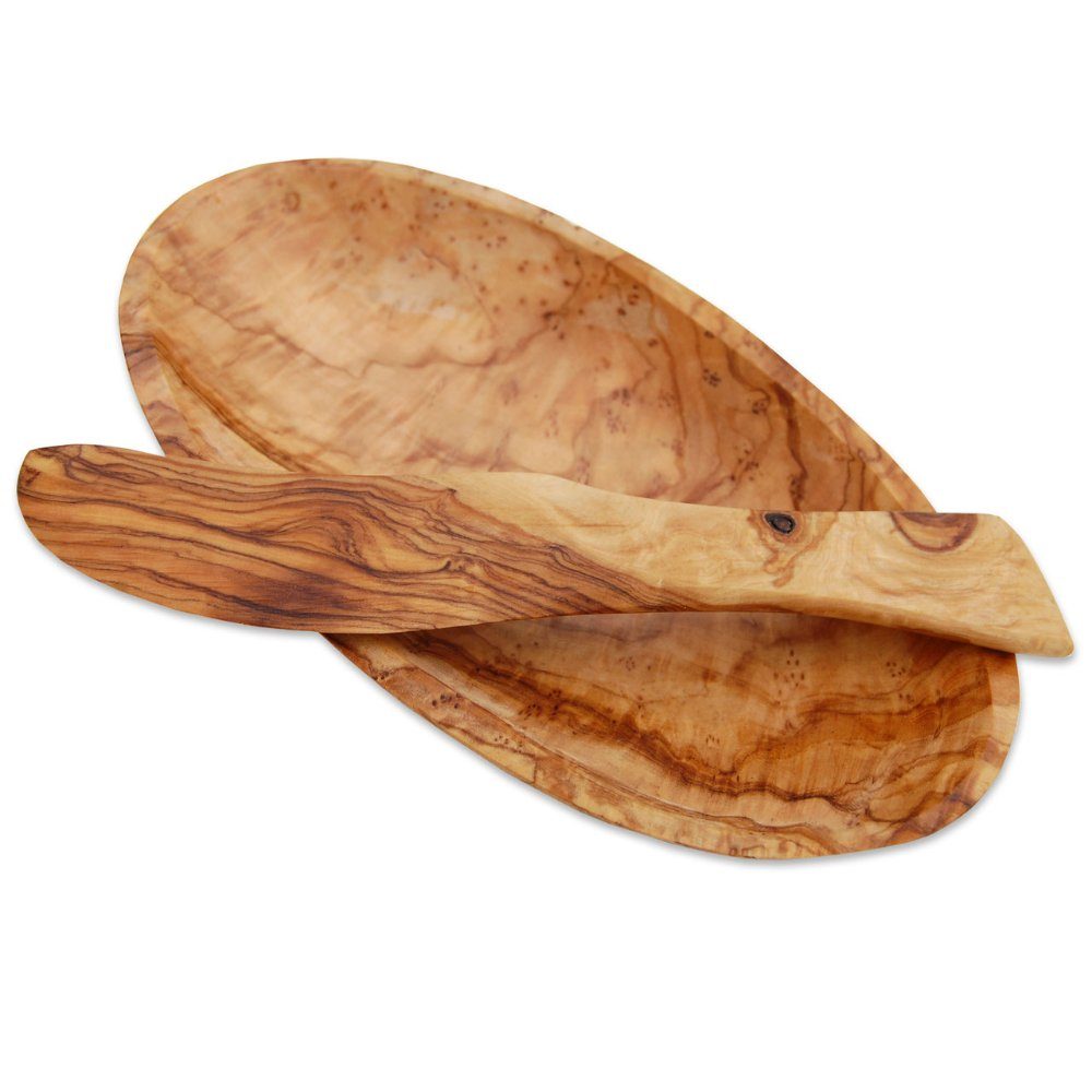 Olivenholz-erleben Buttermesser mit Schale aus echtem Olivenholz (1 Stück), Messer schonend zu Porzellan, Glas & Beschichtungen