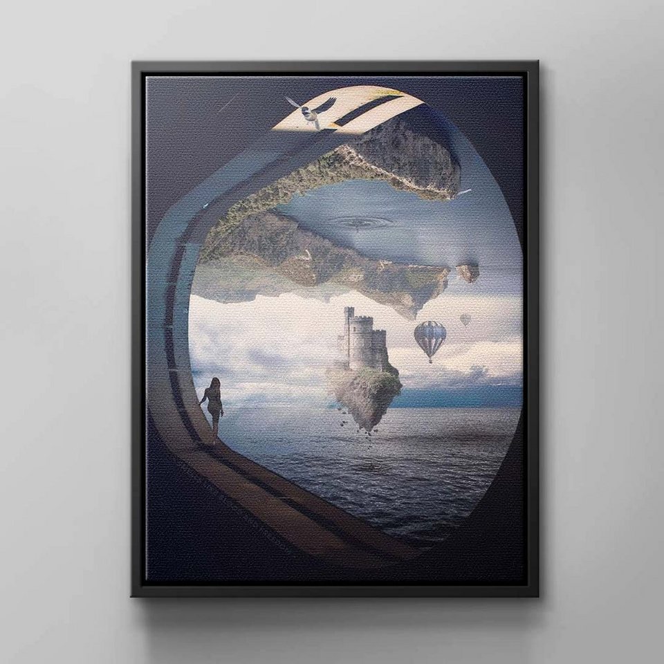 DOTCOMCANVAS® Leinwandbild, Abstraktes Wandbild Surrealismus mit  umgekehrter Welt von