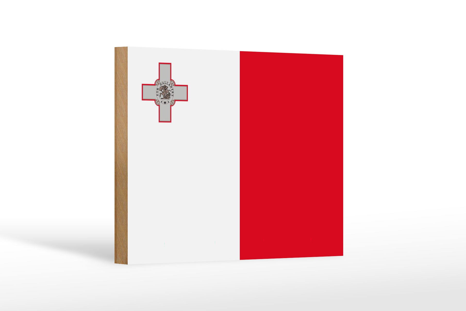Femer GmbH Holzbild Flagge Maltas 18x12 cm Flag of Malta, Flaggen (1 St), Glatte Holzfaserplatte (MDF), vorn beschichtet